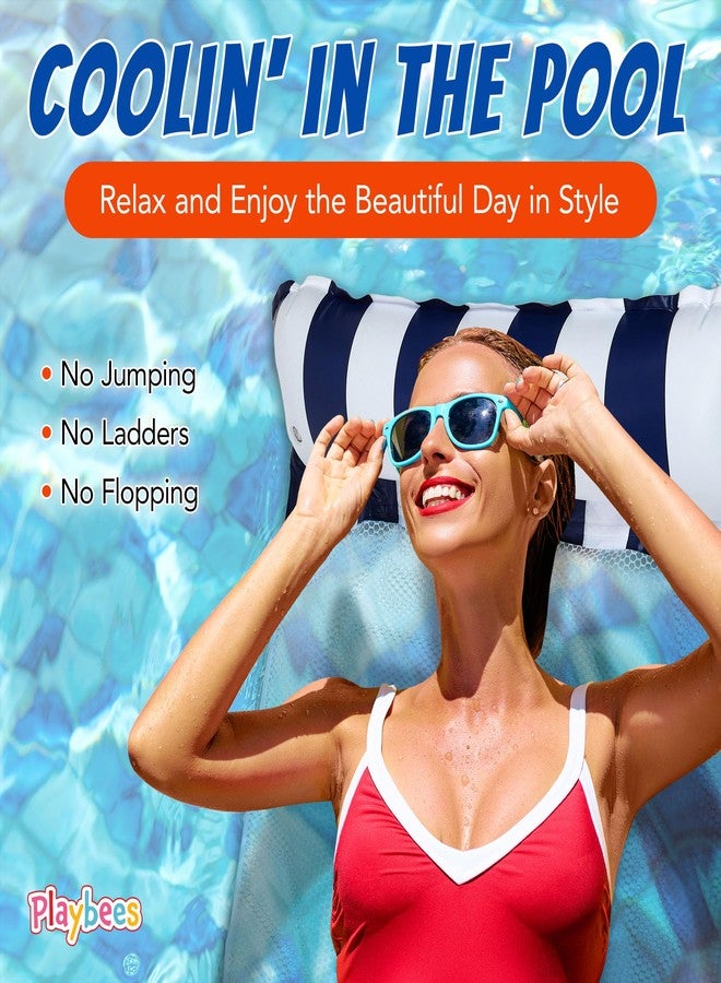 Playbees Hammock Pool Float Blue Multi-Purpose Inflatable Water Pool Floats Fun Pool Float Lounger for Adults and Kids, Saddle Lounge Chair Hammock Drifter Summer Events Pool Parties (2 PK) - Image 3