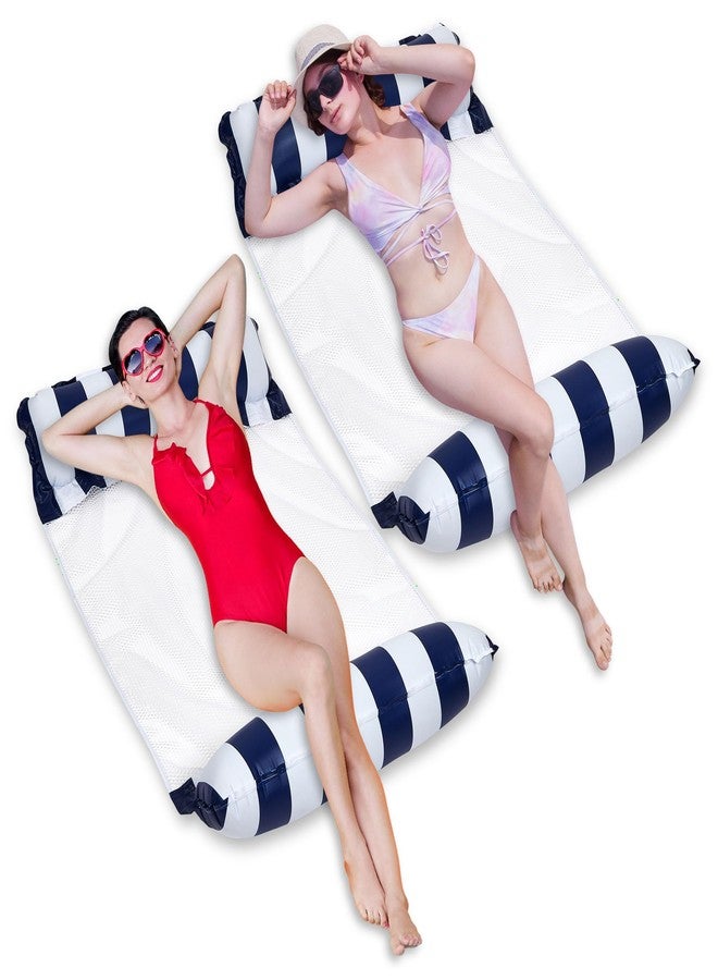 Playbees Hammock Pool Float Blue Multi-Purpose Inflatable Water Pool Floats Fun Pool Float Lounger for Adults and Kids, Saddle Lounge Chair Hammock Drifter Summer Events Pool Parties (2 PK) - Image 1