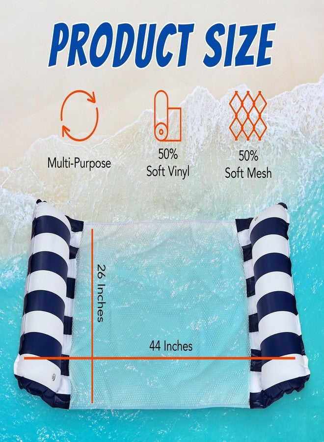 Playbees Hammock Pool Float Blue Multi-Purpose Inflatable Water Pool Floats Fun Pool Float Lounger for Adults and Kids, Saddle Lounge Chair Hammock Drifter Summer Events Pool Parties (2 PK) - Image 4