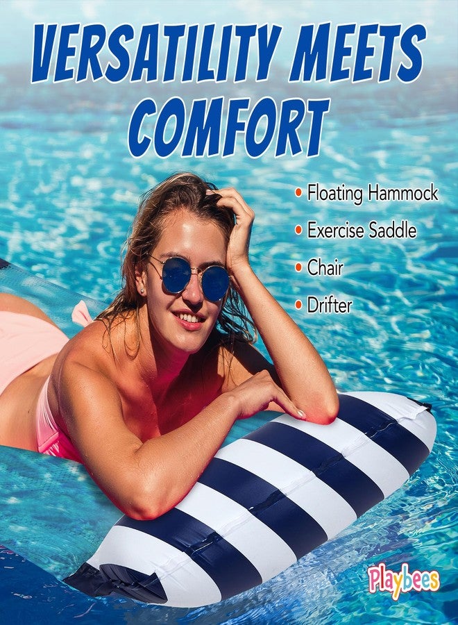 Playbees Hammock Pool Float Blue Multi-Purpose Inflatable Water Pool Floats Fun Pool Float Lounger for Adults and Kids, Saddle Lounge Chair Hammock Drifter Summer Events Pool Parties (2 PK) - Image 5