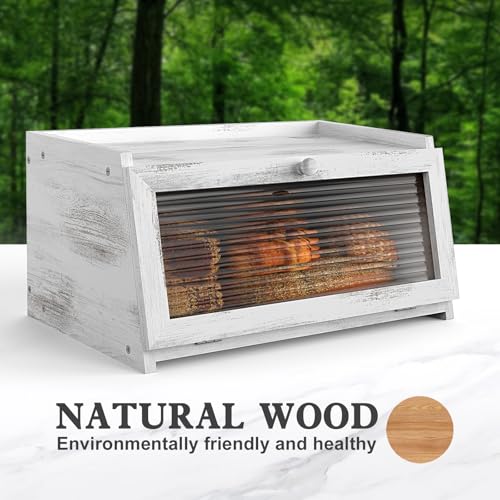 LOHASOK Bread Box for Kitchen Countertop Large Farmhouse Bread Container Bread Storage with Window Wooden Bread Holder - Image 5