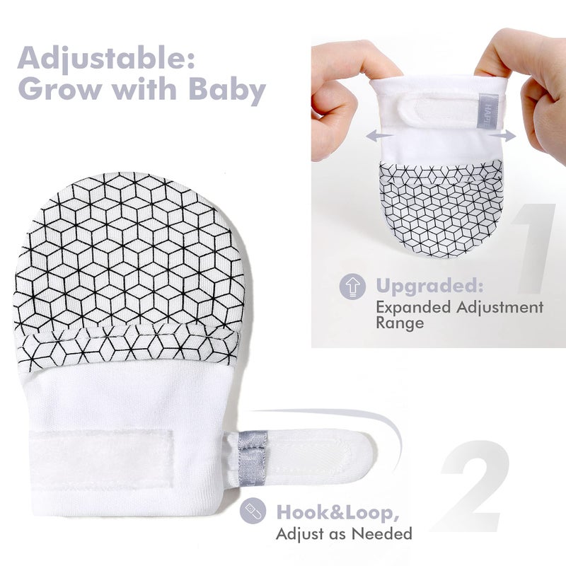 HAPIU Baby Mitten,3 Pack, Geometry&Grey Stripe&Emerald, 0-3 Months - Image 3
