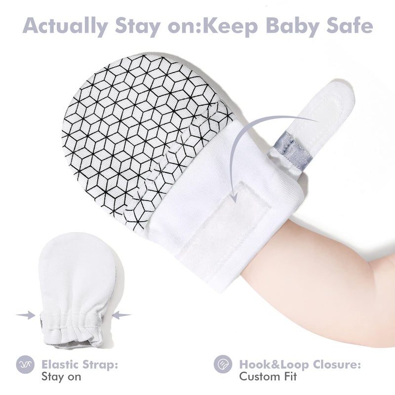 HAPIU Baby Mitten,3 Pack, Geometry&Grey Stripe&Emerald, 0-3 Months - Image 4