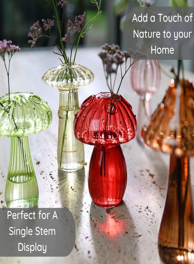 مزهرية زهور على شكل فطر - مزهريات صغيرة لتزيين الطاولة باللون الأخضر - مزهرية براعم للزهور ذات الساق الواحدة - مزهرية زجاجية لطيفة للزراعة المائية - تصميم مذهل - مثالية لهواة جمع النباتات البرية - Image 4