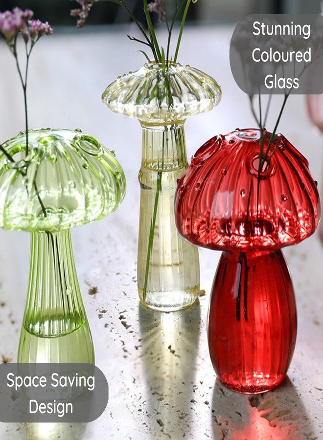 مزهرية زهور على شكل فطر - مزهريات صغيرة لتزيين الطاولة باللون الأخضر - مزهرية براعم للزهور ذات الساق الواحدة - مزهرية زجاجية لطيفة للزراعة المائية - تصميم مذهل - مثالية لهواة جمع النباتات البرية - Image 3