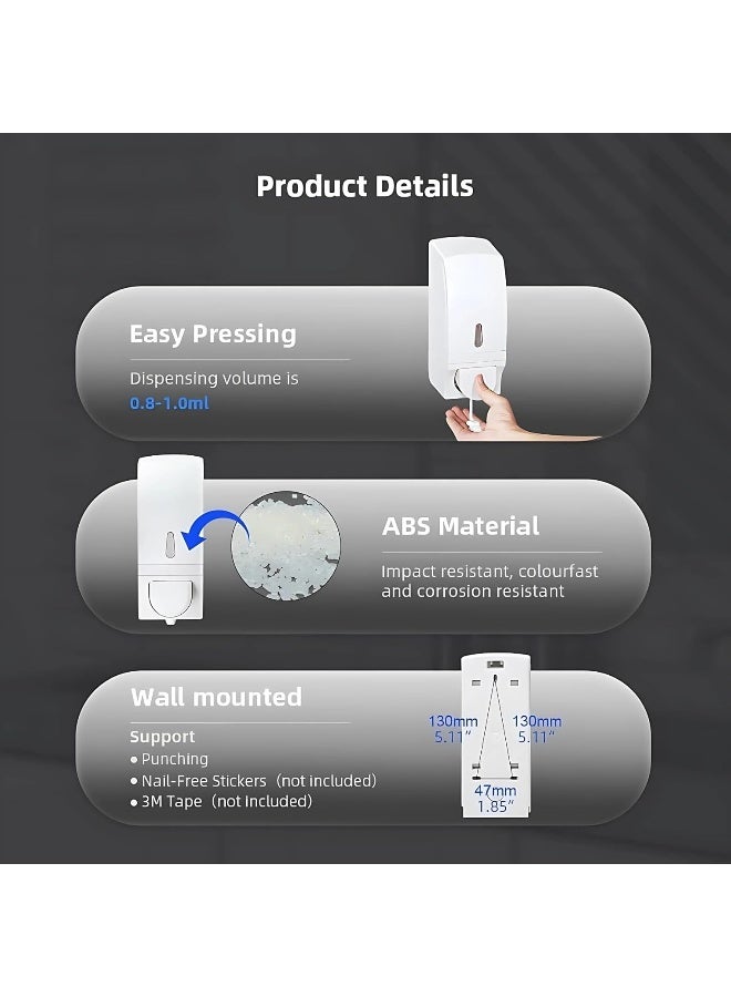 AKC 700ml Wall Mount Foam Soap Dispenser - Manual Push Liquid Hand Sanitizer Dispenser with Lock, Easy Installation, Suitable for Public Spaces - Image 2