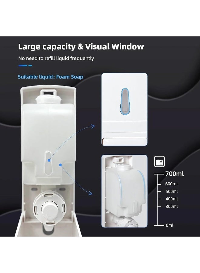 AKC 700ml Wall Mount Foam Soap Dispenser - Manual Push Liquid Hand Sanitizer Dispenser with Lock, Easy Installation, Suitable for Public Spaces - Image 5