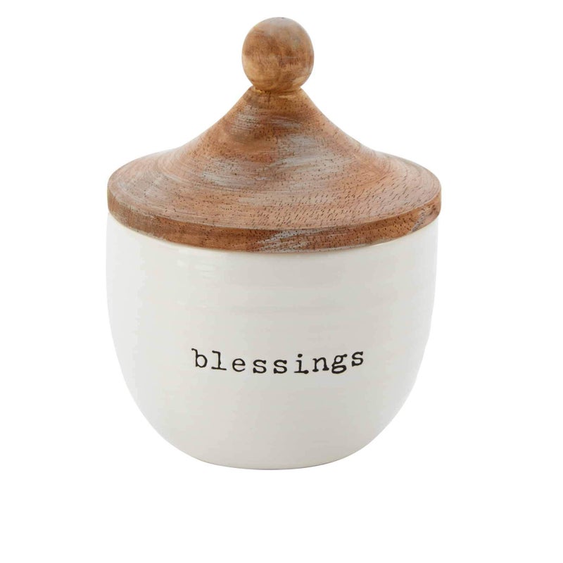 mud pie Mud Pie Blessings JAR White jar 6 x 4 12 Dia  Slip 2 14 x 2 12 