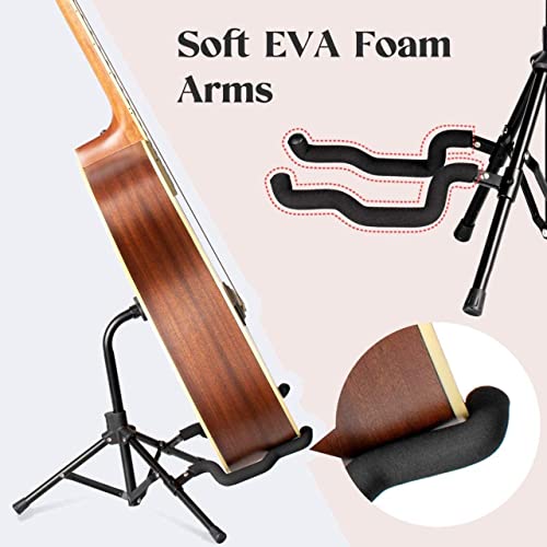Kadence NK51 Foldable Tripod Guitar Stand | Neck Support with Dual Cradle Arms | Foam-Padded Protection | Includes Carry Bag | Suitable for Acoustic, Electric & Bass Guitars | Black - Image 5