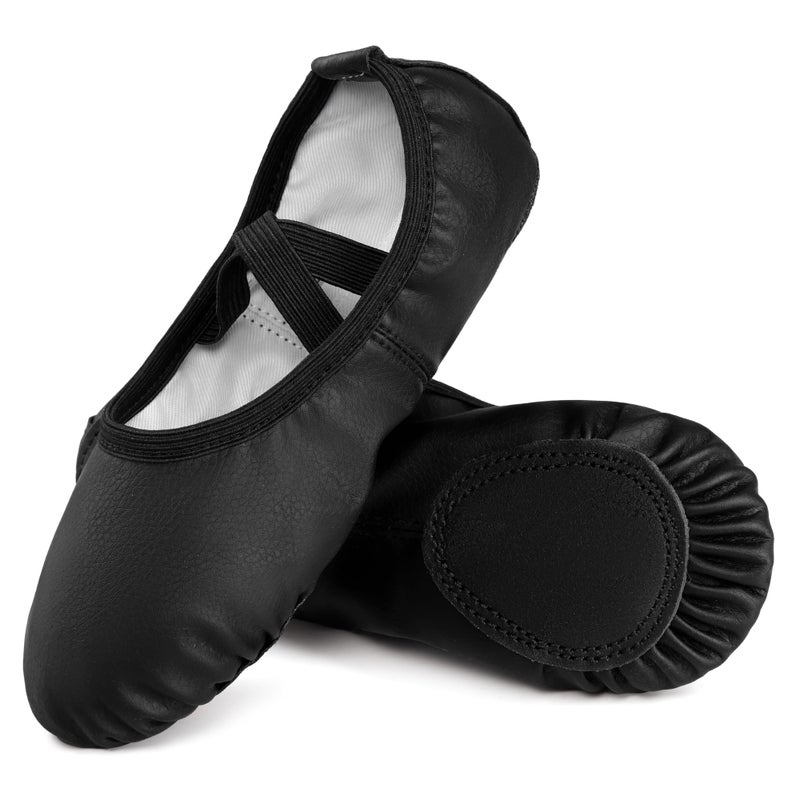 Dynadans Soft Leather Ballet Shoes/Ballet Slippers/Dance Shoes for Girls and Boys (Toddler/Little/Big Kid/Women)-Black-2M - Image 1
