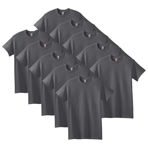 Gildan Men's 10-Pack Heavy Cotton Adult T-Shirt (G5000), Charcoal, Medium - Image 1