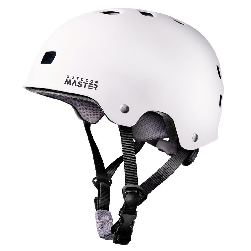OutdoorMaster Skateboard Cycling Helmet - Two Removable Liners Ventilation Multi-Sport Scooter Roller Skate Inline Skating Rollerblading for Kids, Youth & Adults - L - White - Image 1