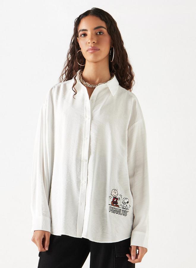 اس بي كاركترز قميص فضفاض بأكمام طويلة وأزرار إغلاق وطبعات بينوتس - Image 3