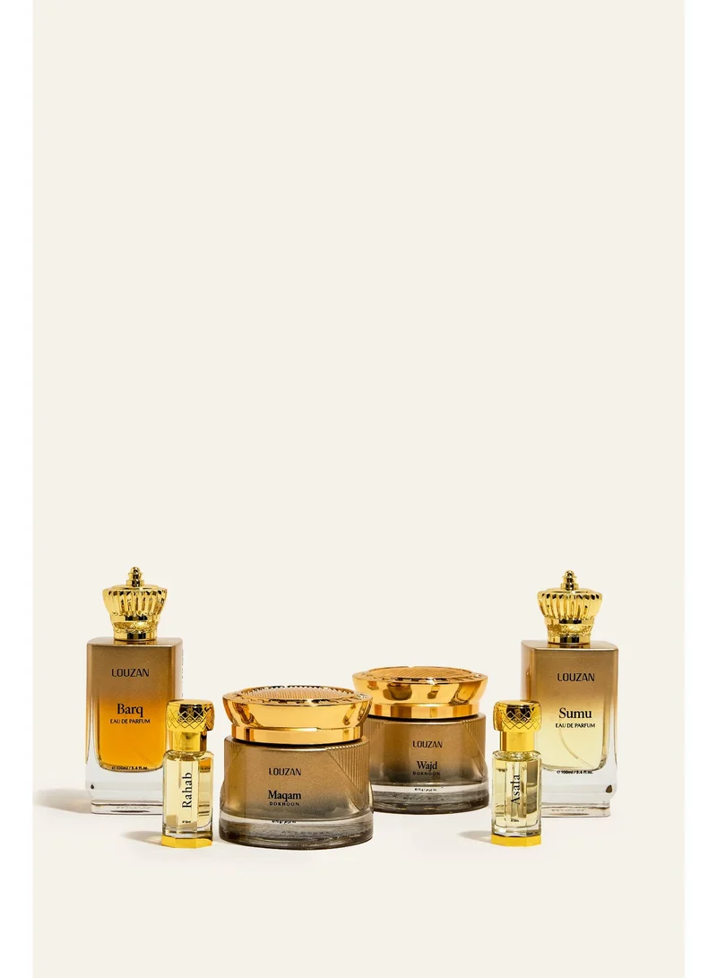 Louzan  Louzan Dahab Collection Fragrance & Dokhoon Gift Set – 6 Pieces with Eau de Parfum, Dokhoon & Perfume Oil  | Best Price UAE