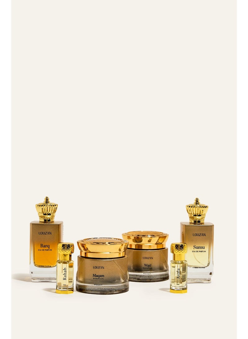 Louzan Dahab Collection Fragrance & Dokhoon Gift Set – 6 Pieces with Eau de Parfum, Dokhoon & Perfume Oil - Image 3
