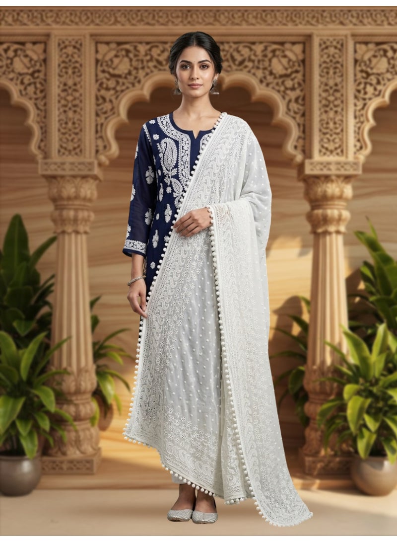 Alaya Women Embroidered Georgette Dupatta-AL3721 - Image 1