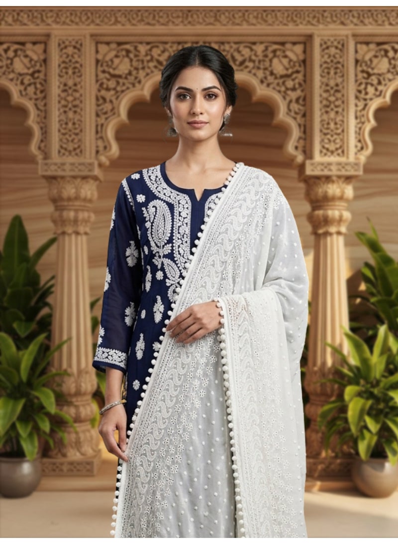 Alaya Women Embroidered Georgette Dupatta-AL3721 - Image 2