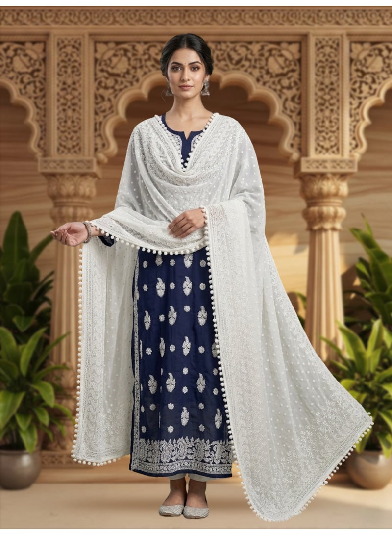 Alaya Women Embroidered Georgette Dupatta-AL3721 - Image 3