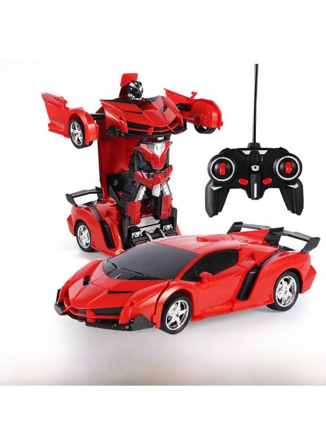 Remote Control Transformable Car Model Robot Rechargeable Racing Car Police Children's Remote Control Sports Boys Toy-Color:Remote Control Deformation Police Car (without Battery) - Image 3