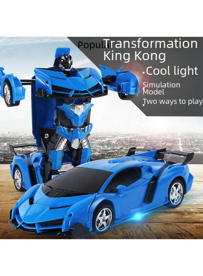 Remote Control Transformable Car Model Robot Rechargeable Racing Car Police Children's Remote Control Sports Boys Toy-Color:Remote Control Deformation Police Car (without Battery) - Image 2