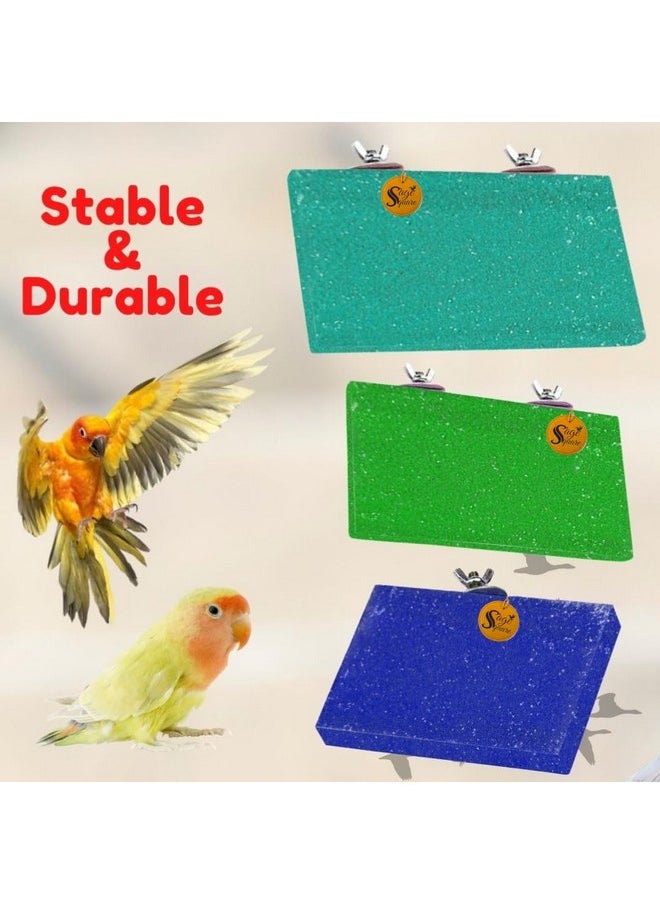 Sage Square Sand Platform Made Of Natural Wood, Combo Of Three (6*4.5, 9*4.5 & 12*4.5 Inches) Rectangle Shaped Perch Stand, Cage Accessories, Gym, Playful Toy, Suitable For Birds, Parrots, Budgies  - Image 4
