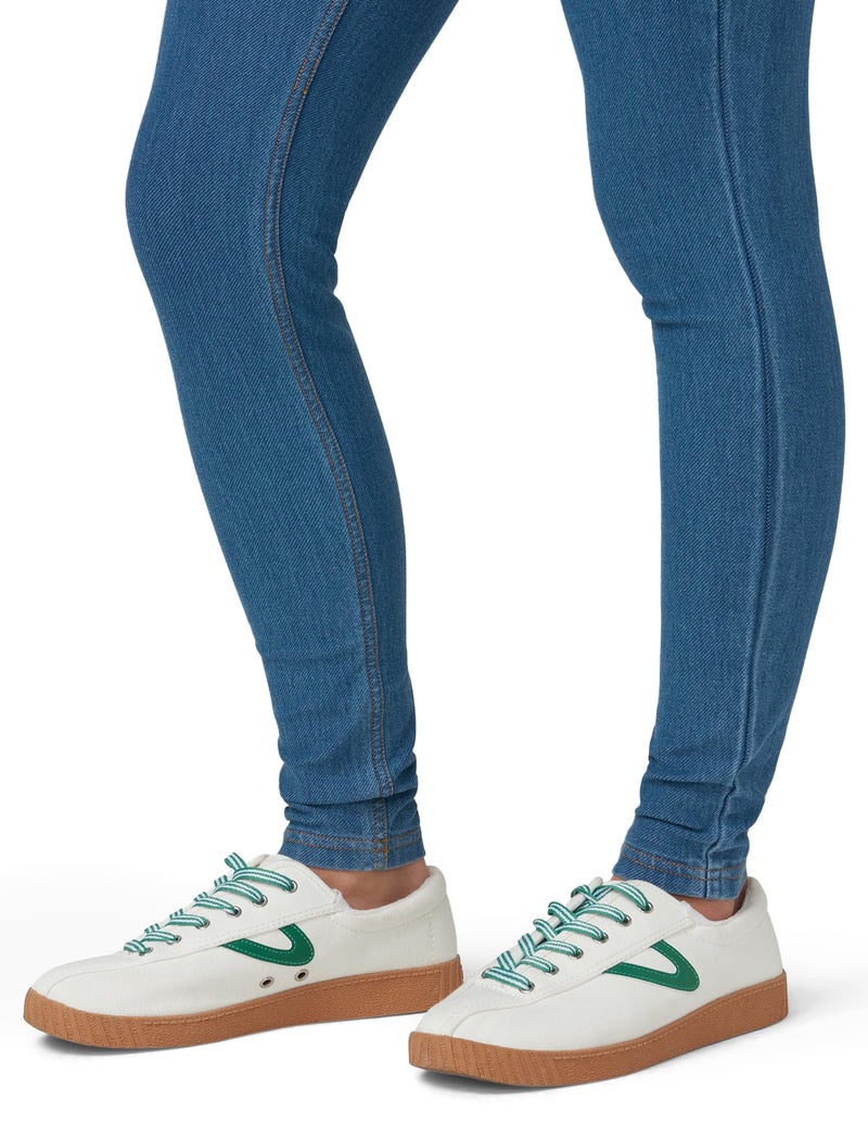 HUE Women's Essential Denim Leggings - Pull On Stretch Jeans (Medium Wash, Large) - Image 4