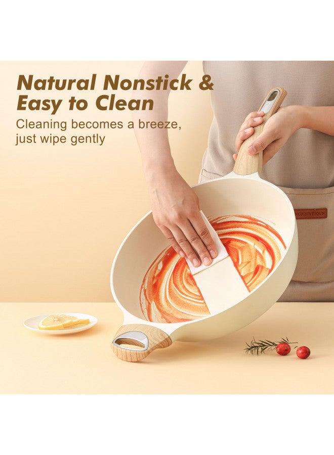 Sensarte مقلاة سيراميك غير لاصقة من SENSARTE مع غطاء، 12 بوصة مقلاة عميقة كبيرة، 5 لتر مقلاة سوتيه، مقلاة تحريض، مقلاة طهي صحية غير سامة مع مقبض مساعد، خالية من PFOA و PFAS و PTFE - Image 3