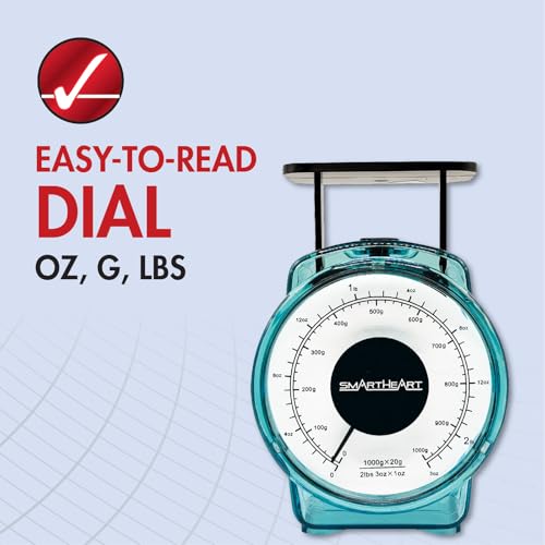 SmartHeart Mechanical Kitchen Scale | Simple One-Step Calibration | Precise Measurements with Removable Bowl | Easy-to-Read Dial | Measurement Units: lbs, oz, g, ml - Image 3
