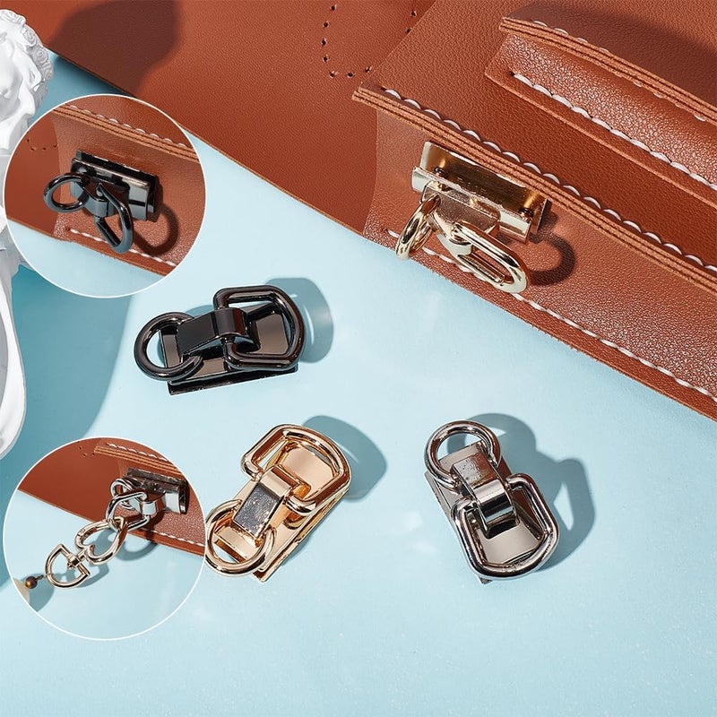 كلاراكو موصلات حزام مزدوجة على شكل حرف D من كلاركو، 12 قطعة، مشبك تعليق محفظة بثلاثة ألوان، مشبك جانبي للحقيبة، موصلات حزام الكتف، أدوات صنع حقيبة الكتف المصنوعة من الجلد، القطر الداخلي: 0.4 بوصة/0.5 بوصة - Image 4