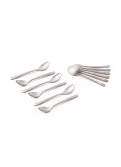 Life Smile 12pcs Cutlery Set, 18/10 Stainless Steel, Flatware Set, 12pcs Tea Spoon, Matte Silver, for Home Kitchen, Matte Polished - Dishwasher Safe  - Image 1