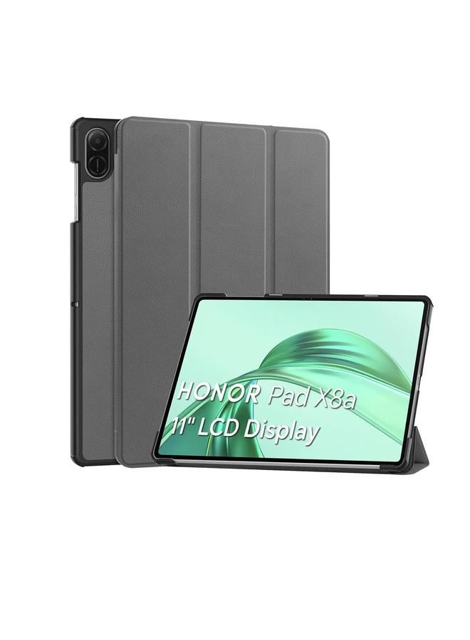 For Honor Pad X8a 11 Inch 2024 Ultra-thin Protective Case with Holder PU Leather for Tablet (Gray) - Image 1