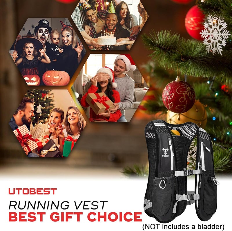 UTOBEST Running Vest, 5L Hydration Vest Lightweight, Breathable and Sweatproof Running Backpack, Adjustable Running Hydration Vest for Trail Running Marathon Race Jogging Cycling - Image 5