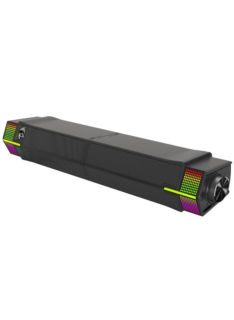 ريدراجون مكبرات صوت سطح المكتب اللاسلكية GS511 RGB، شريط صوت للألعاب 2.0 مع وضع BT 5.3/USB، تصميم مزدوج التشغيل، صوت ستيريو غني وبيس، إضاءة خلفية RGB وتحكم شامل، تعمل بالطاقة عبر USB - Image 5