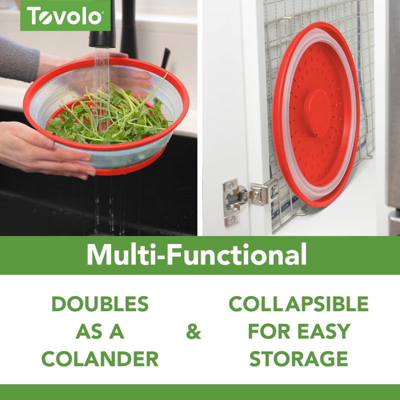 Tovolo Vented, Easy Grip, Collapsible Microwave Cover, 10.5 Inch, Red - Image 4