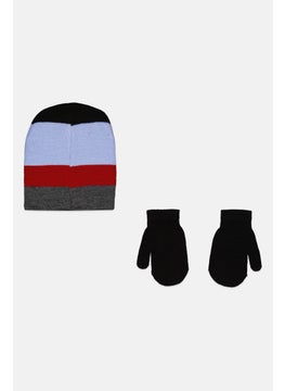 Royal Deluxe Toddlers Boy 2 Pieces Colorblock Beanie With Mitten Set, Assorted 