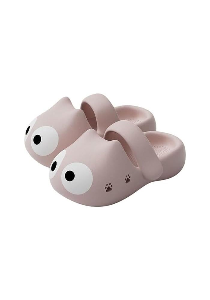 Tazweeq 3D Big Eye Cat Slippers - Pink Closed Toe Summer Non-Slip Sandals for Women - Image 1