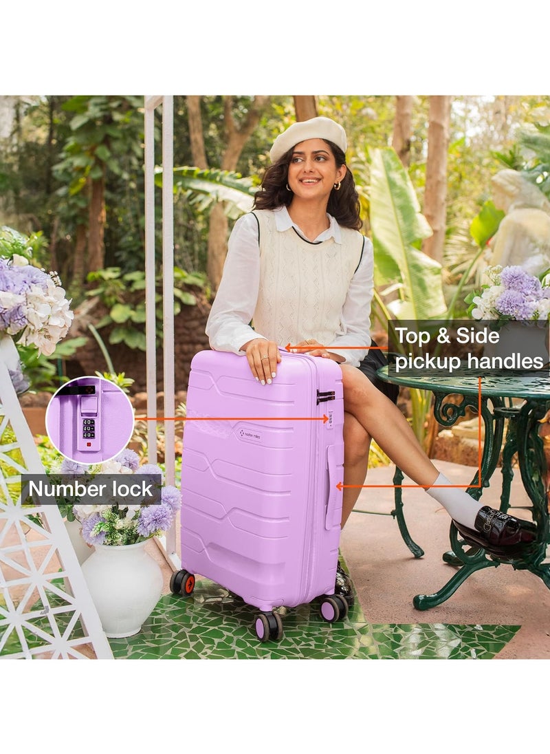 nasher miles Nasher Miles Paris Hard-Sided Polypropylene Check-in Luggage 24 inch | 65cm | 8 Wheels Medium Trolley Bag for Travel | Suitcase (Purple)  - Image 5