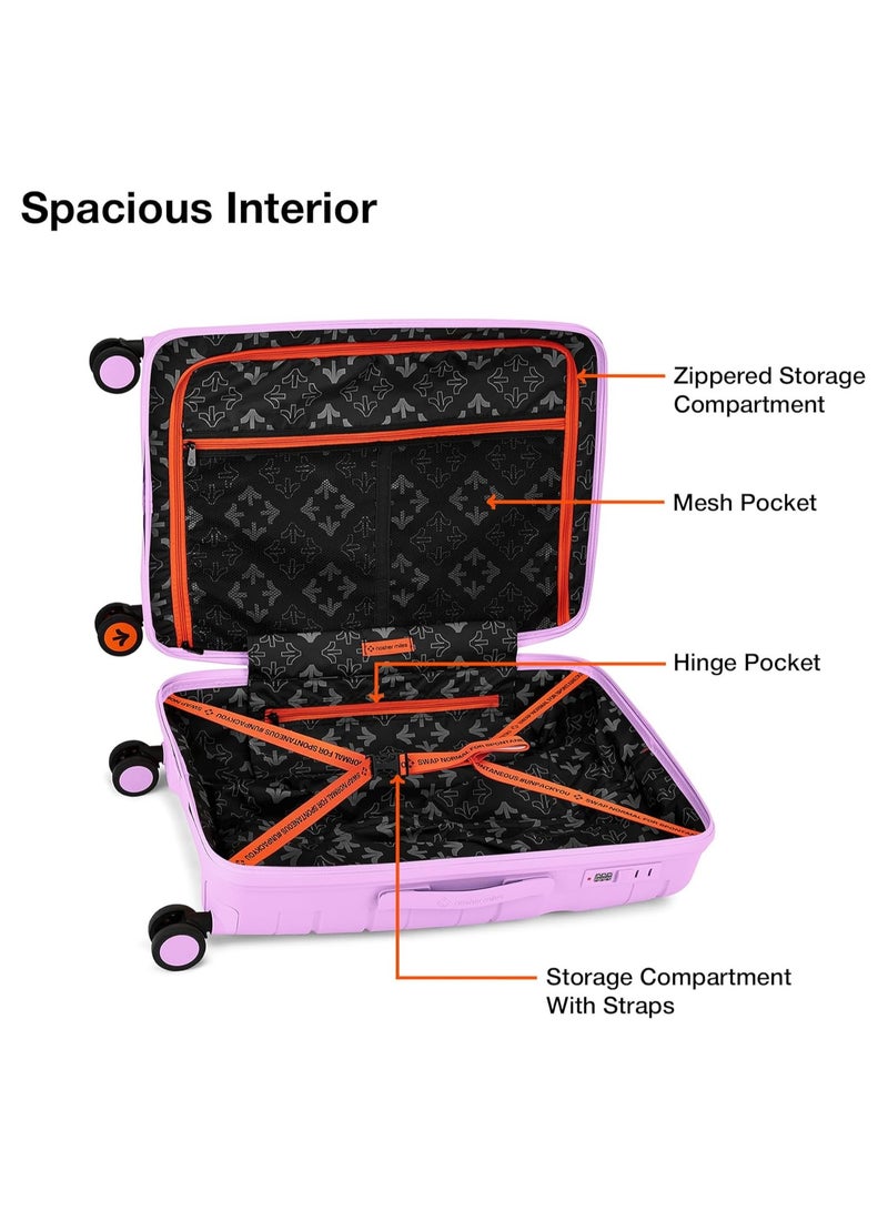 Nasher Miles Paris Hard-Sided Polypropylene Check-in Luggage 24 inch | 65cm | 8 Wheels Medium Trolley Bag for Travel | Suitcase (Purple)