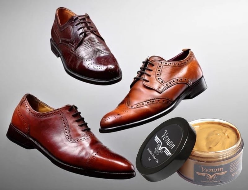 Venom High Gloss Leather Shoe Cream Smooth Shoes Cream Polish Long-Lasting Boot Shine Loafers,Purse, Belt,Jacket Shoe Polish for Stain and Dirt Remover, Shining All Muti -Tan Colors (Pack of 1) - Image 4