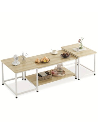 3 in 1 expandable coffee table is multi-functional due to its practical design, whether the table is combined or separate, it saves space and cost and fits with most modern home decor. You can use it as a coffee table in the living room, guest room, or even in the office. You can easily separate it in moments to become a coffee table and two side tables. You can also combine it and turn it into a TV table without difficulty. Its assembly is easy and does not take time or effort. It comes with a screwdriver and an installation diagram. You do not need tools. It is made of durable materials. Its frame is white metal and the wood is beige. - pzsku/ZFFA07CB331312BA0EA32Z/45/1745070171/5aa2c8c8-13db-4422-8074-4a8314e45be4