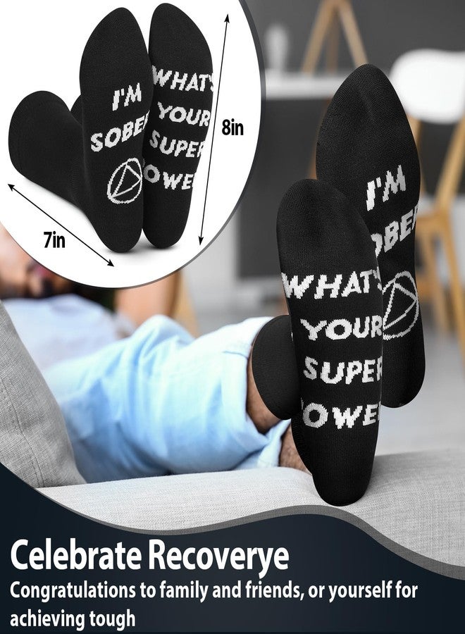 Geyoga 5 Pcs Sobriety Gift for Men Women Addiction Recovery Sober Encouragement Gifts AA Leather Bracelet Socks with Card Box - Image 2