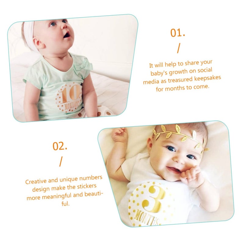 12pcs Monthly Baby Growth Stickers for Newborn Photoshoot Shower Props Decals - Image 3