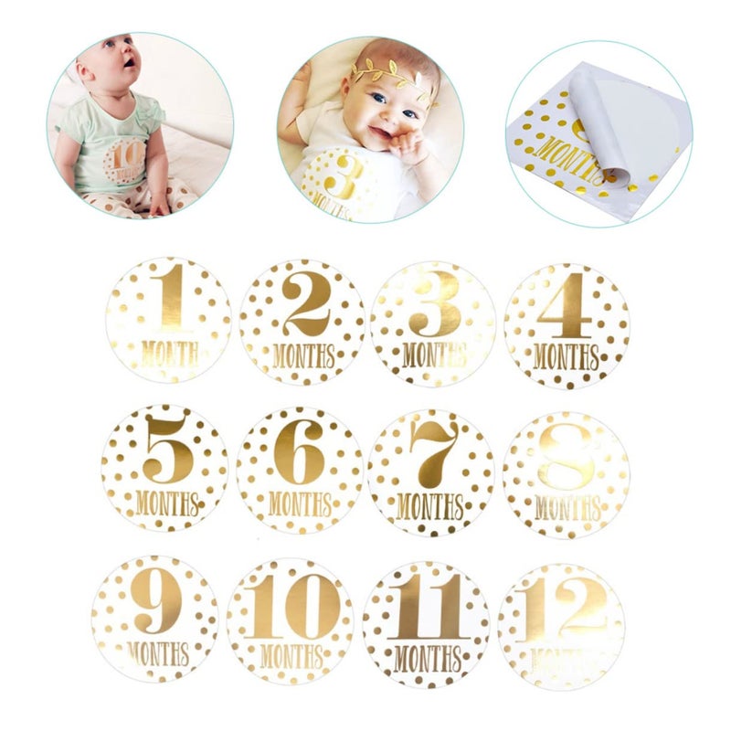 12pcs Monthly Baby Growth Stickers for Newborn Photoshoot Shower Props Decals - Image 4
