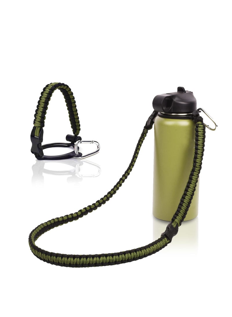 Generic Paracord Handle Shoulder Strap Compatible with Hydro Flask Wide Mouth Water Bottles 12oz To 64oz(Not for The New Hydro Flask 2.0) Bottle Strap For Walking Hiking Camping（Green/Black）  - Image 1