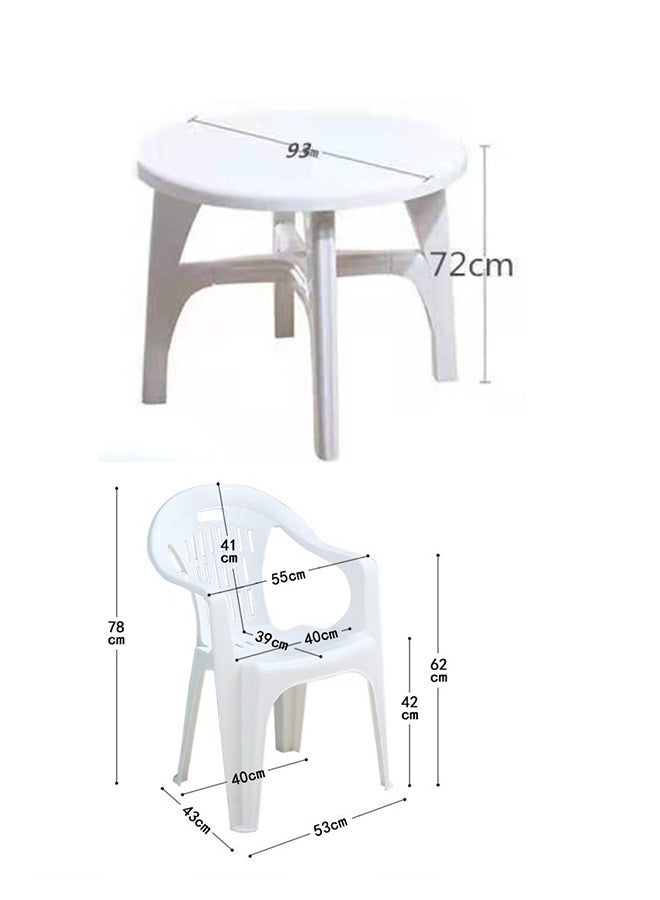 JCB CHIC Furniture Outdoor Chat Conversation Table Chair Set,Round Plastic Table,Camping Table,4 Person Outdoor Picnic Table for Wedding, Party, BBQ, Garden, Patio(1Table And 4 Chairs) - Image 2