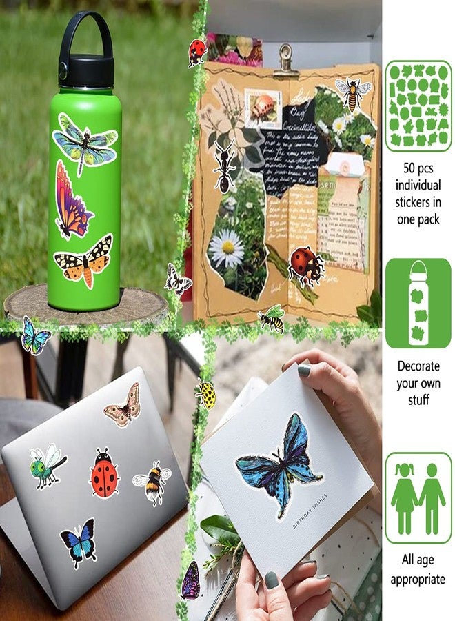DETICKERS 50 PCS Cute Bug Stickers for Kids Waterproof Vinyl Insect Stickers for Water Bottles Party Decorations - Image 3