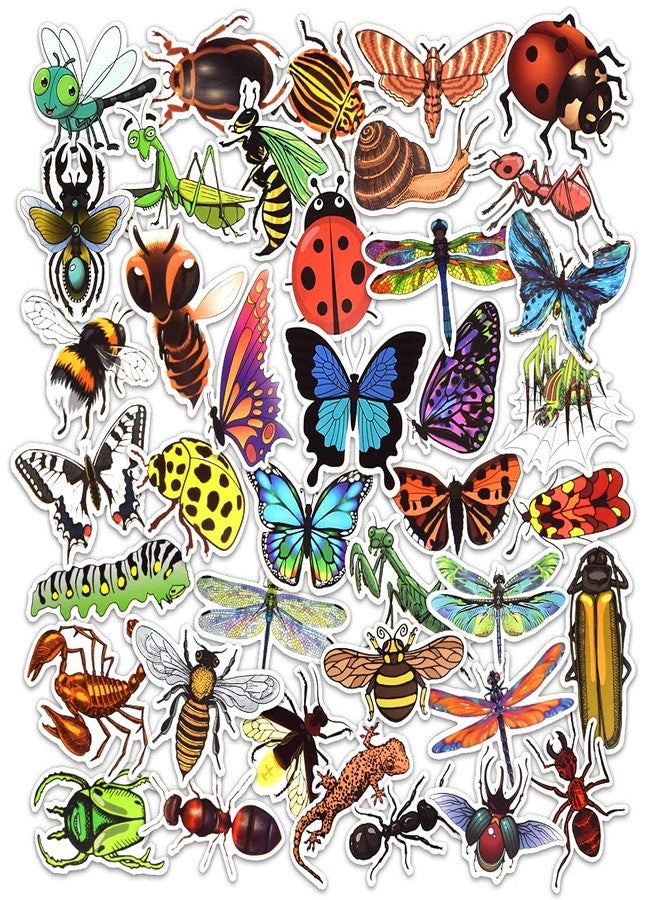 DETICKERS 50 PCS Cute Bug Stickers for Kids Waterproof Vinyl Insect Stickers for Water Bottles Party Decorations - Image 1