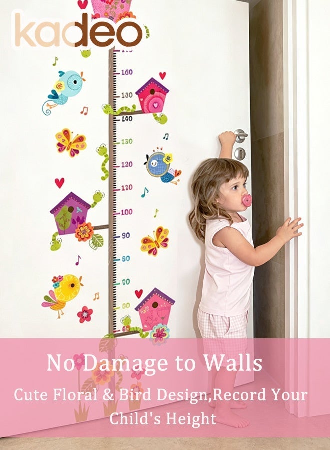 kadeo Kids Height Growth Chart Wall Sticker, Removable Waterproof PVC Wall Decal Ruler, Cartoon Bird Flower Tree Measurement Chart Sticker, Height Measuring Growth Tracker for Nursery Kids Room Bedroom Playroom Classroom Home Wall Decoration Sticker - Image 2