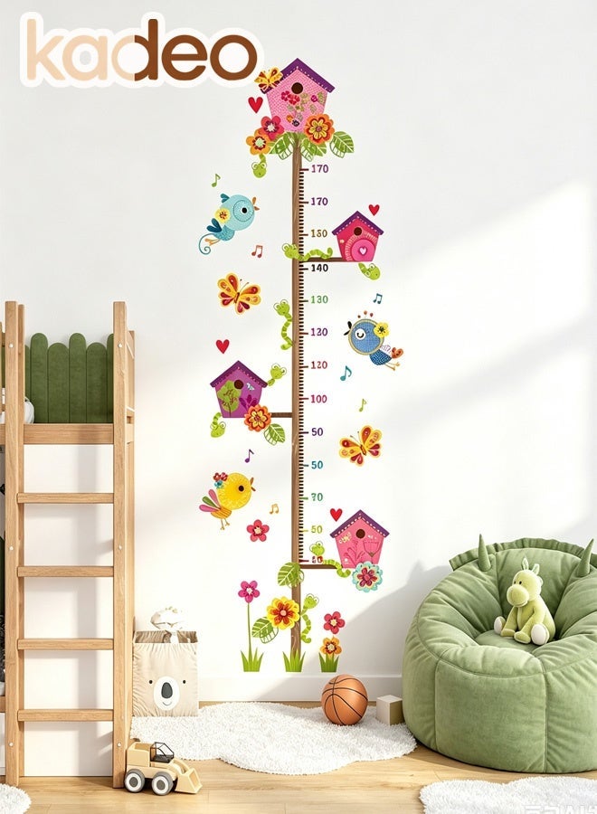 kadeo Kids Height Growth Chart Wall Sticker, Removable Waterproof PVC Wall Decal Ruler, Cartoon Bird Flower Tree Measurement Chart Sticker, Height Measuring Growth Tracker for Nursery Kids Room Bedroom Playroom Classroom Home Wall Decoration Sticker - Image 5