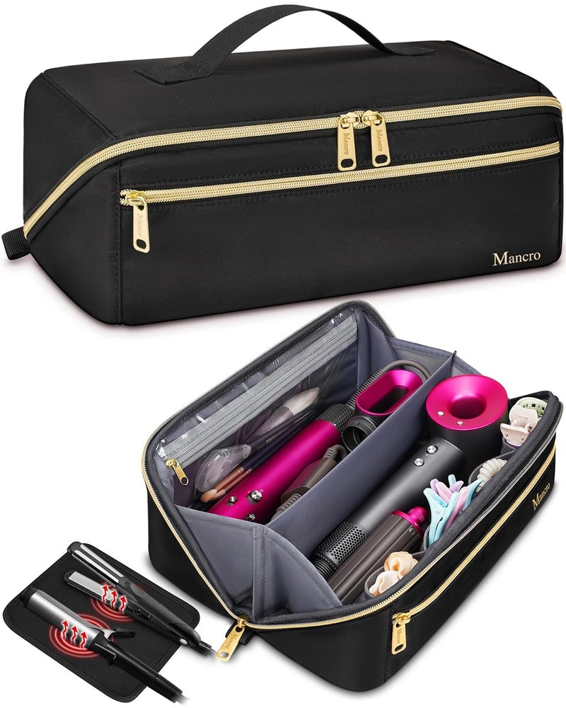 Mancro Hot Hair Tools Travel Bag with Separate Heat Resistant Mat Large Capacity Wideopen Pouch Hair Accessories Organizer for Flat Irons Straighteners Curling IronTravel Essentials for Women - Image 1